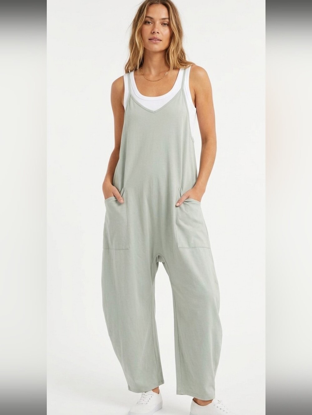 Relaxed Sage Green Or Seafoam Women's Jumpsuit Medium